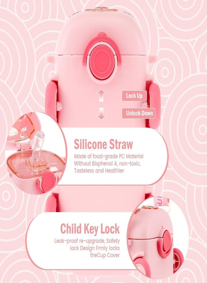 IKTU Bus Water Bottle for Kids with Strap, Sipper & Straw (500ml) | Leakproof, BPA Free with Lock | Cute Bus Shaped Tritan Bottle for Girls & Boys (Pink) - Image 5